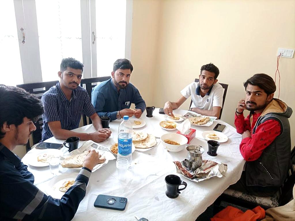 Guests having a meal in the restaurant at Ringchan Guest House